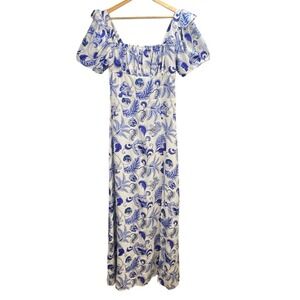 Boho Babydoll Maxi Dress Womens Size 6 Puff Sleeve‎ Floral Milkmaid Cottagecore